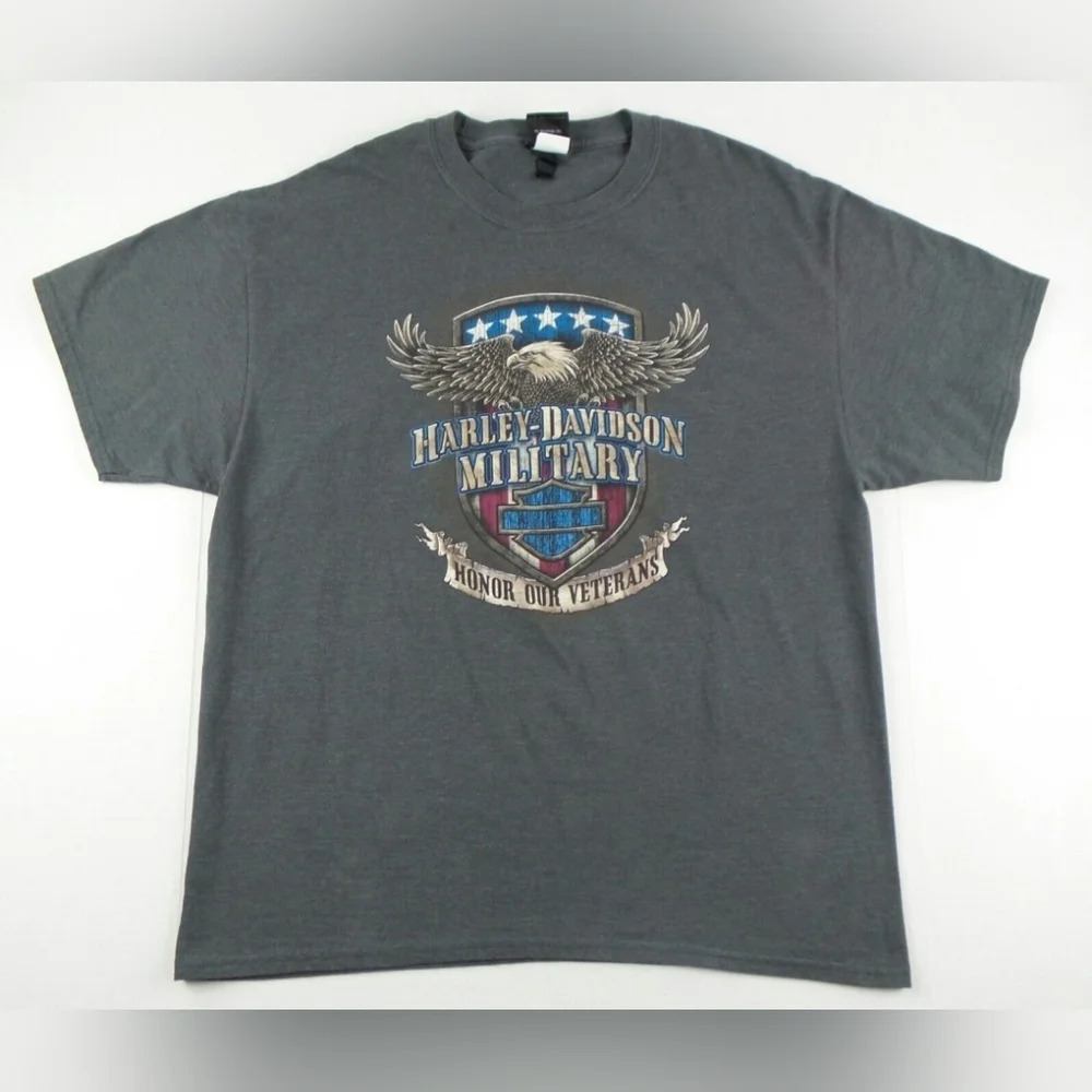 Harley-Davidson Military Honor Our Veterans overseas tour Eagle Gray T-shirt XL